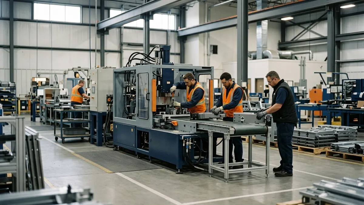 Inspectors examining products on a manufacturing production line